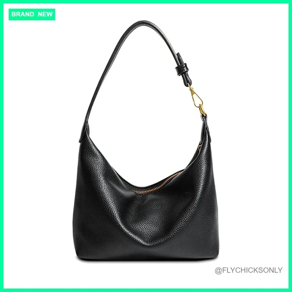 Small Hobo Bag Soft PU Leather Shoulder Purse Slouchy Everyday Handbag